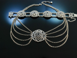 Tracht! Kropfkette und Armband Silber Granat Salzburg um 1930