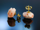 Charmante Rosenblüten! Exquisite große Engelshaut Korallen Ohrringe Gold 585 coral earrings