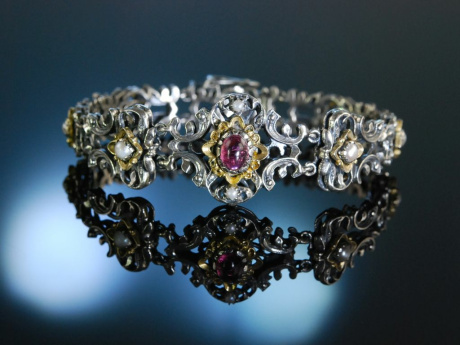Trachten Armband Bartel&Sohn Silber Turmalin Perlen um 1960