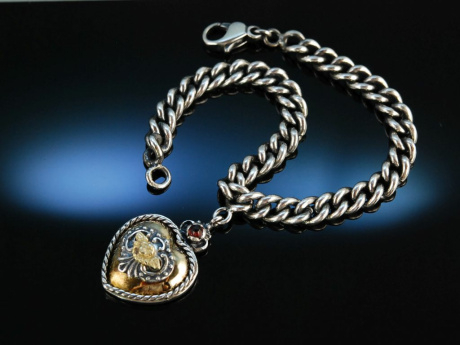 Trachten Armband Bartel&Sohn Silber Herzanhnger um 1985