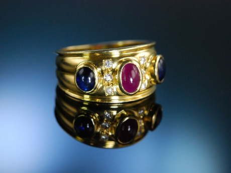 Exquisiter Ring Gold 750 Saphire Rubin Brillanten um 2005