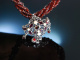 Trachten Granat Collier 4 reihig Silber Perlen abnehmbares Mittelteil als Brosche