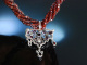Trachten Granat Collier 4 reihig Silber Perlen abnehmbares Mittelteil als Brosche