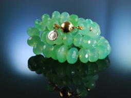 Apple Green! Exquisite Chrysopras Kette in Verlauf Gold 585