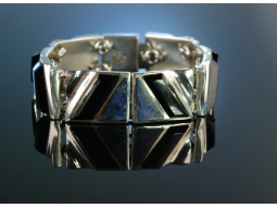 Black and Blue! Massives Armband Silber Lapislazuli Onyx um 1970