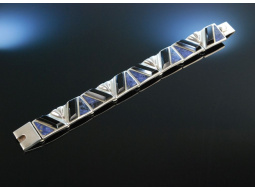 Black and Blue! Massives Armband Silber Lapislazuli Onyx um 1970