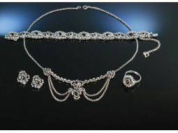 Trachten Schmuck Set Silber Granat 4 teilig Wien um 1950