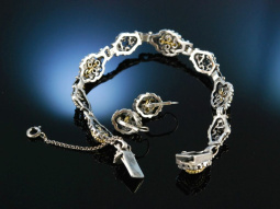 Trachten Armband und Ohrringe Silber vergoldet Granat um...