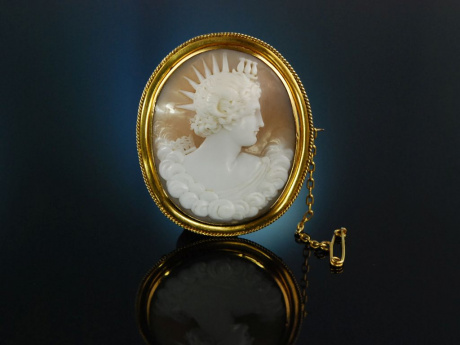 Kamee Brosche Gold 750 Gemme Alexander der Gro&szlig;e England um 1810