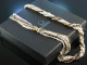 Lange Biwa Perlen Kette Schließe Gold 585 Diamanten 0,55 ct  8-reihig