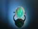 Antiker Chrysopras Ring Gold 585 Diamantrosen um 1910
