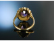 England um 1890! Cluster Ring Gold 9 ct Amethyst Naturperlen