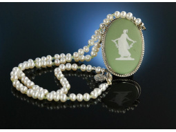 H&uuml;bsches Wedgwood Collier Silber Green Jasper...