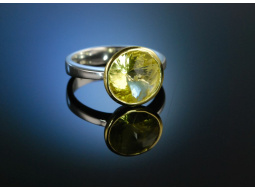 Limettengr&uuml;n! Ring Silber vergoldet Lemon Citrin 