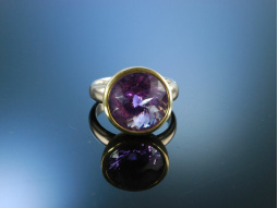 Leuchtendes Lila! Gro&szlig;er Ring Silber 925 vergoldet Amethyst