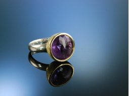 Leuchtendes Lila! Gro&szlig;er Ring Silber 925 vergoldet Amethyst