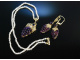 Um 1900! Ohrringe und Anhänger Weintrauben Silber vergoldet Saatperlen Amethyst 