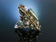 Siebenbürgen um 1900! Großer Ring Silber Smaragd Rubin Flußperlen
