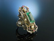Siebenbrgen um 1900! Groer Ring Silber Smaragd Rubin Fluperlen