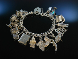 Bettelarmband England um 1973 16 Charms 78,5 Gramm Charm...