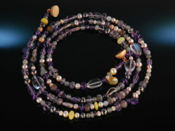 Fancy Violet! Lange Kette oder Armband Silber rot vergoldet lila Amethyst Opal Achat