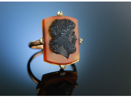 England um 1850! Exquisiter Lagen Achat Cameo Kamee Ring...