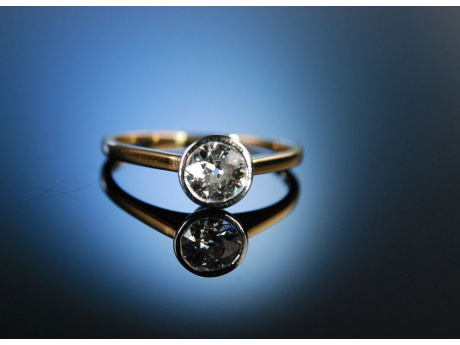 Antiker Solit&auml;r Ring Verlobungsring  Gold 585 Diamant 0,75 ct um 1900 