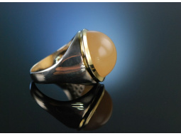 Warmes Orange! Ring Mondstein Cabochon Silber 925 vergoldet