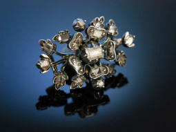 Um 1800! Diamant Brosche Bl&uuml;tenzweig Silber goldverb&ouml;det
