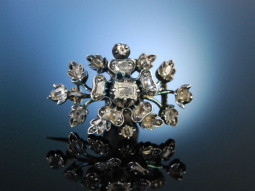 Um 1800! Diamant Brosche Bl&uuml;tenzweig Silber goldverb&ouml;det