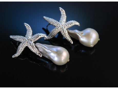 Silberne Seesterne! Ohrringe barocke Zuchtperlen Silber 925