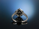 Art Deco Stil! Ring Weiß Gold 750 Onyx Rubine Diamanten