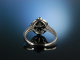 Art Deco Stil! Ring Wei&szlig; Gold 750 Onyx Rubine Diamanten