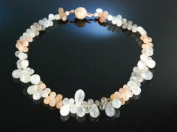 Moonstone Drop! Kette Mondstein Brioletten in Verlauf...