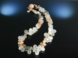 Moonstone Drop! Kette Mondstein Brioletten in Verlauf...