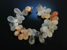 Moonstone Drop! Armband Mondstein Brioletten in Verlauf Silber ros&eacute;vergoldet