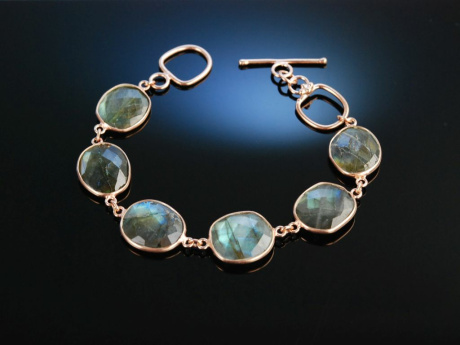 Winter Blue! Armband Silber 925 ros&eacute;vergoldet  Labradorit