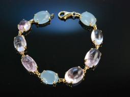 Pink Aquamarin! Armband Gold 750 Aquamarine und Kunzite