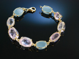 Pink Aquamarin! Armband Gold 750 Aquamarine und Kunzite