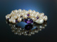 Feines Collier! Zuchtperlen Kette mit Amethyst Silber 925