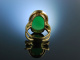 Schickes Grün um 1970! Großer Chrysopras Ring Gold 585 