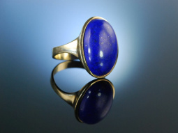 Blaue Klassik! Massiver Ring Lapislazuli Gold 333