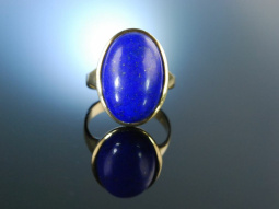 Blaue Klassik! Massiver Ring Lapislazuli Gold 333