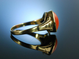 H&uuml;bscher Korallen Ring Gold 333 Sardegna Lachs Koralle M&uuml;nchen um 1930