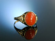 H&uuml;bscher Korallen Ring Gold 333 Sardegna Lachs Koralle M&uuml;nchen um 1930