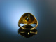 Um 1960! Sch&ouml;ner Ring Gold 750 Brillant &uuml;ber blauem Email