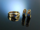 Klassisches Schmuckset! Massiver Bandring und Ohrringe Gold 585 Saphire Brillanten 