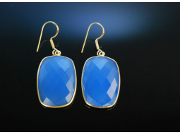 Ocean Blue! Ohrringe Silber 925 vergoldet Blauachat