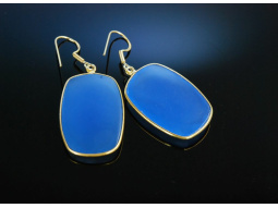 Ocean Blue! Ohrringe Silber 925 vergoldet Blauachat