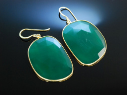 Deep Green! Ohrringe Silber 925 vergoldet Gr&uuml;n Achat